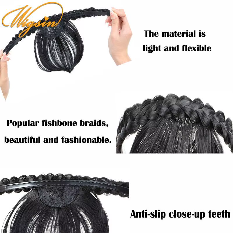 Nouveaux accessoires pour cheveux bandeau synthétique frange à Air perruques avec tresses résistance à la chaleur pince