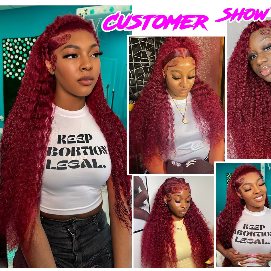 FRIZIRA vague profonde 99J bordeaux 13x6 dentelle frontale perruque cheveux humains 13x4 bouclés 32 36 pouces HD dentelle avant perruques vin rouge vague d'eau