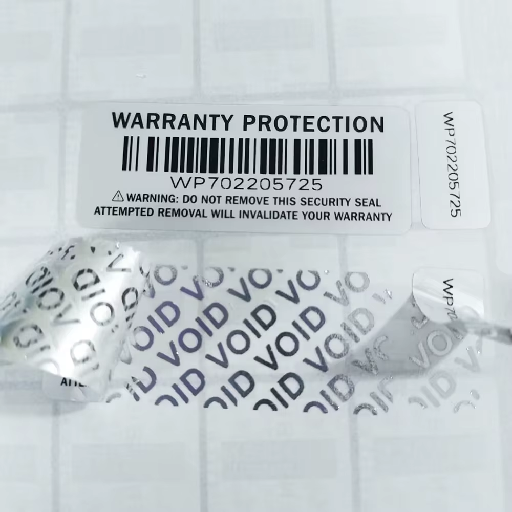 100 paires d'autocollants de Protection de garantie en 2 parties, sceau de sécurité argenté, inviolables, étiquettes à Double numéroté primaire et secondaire