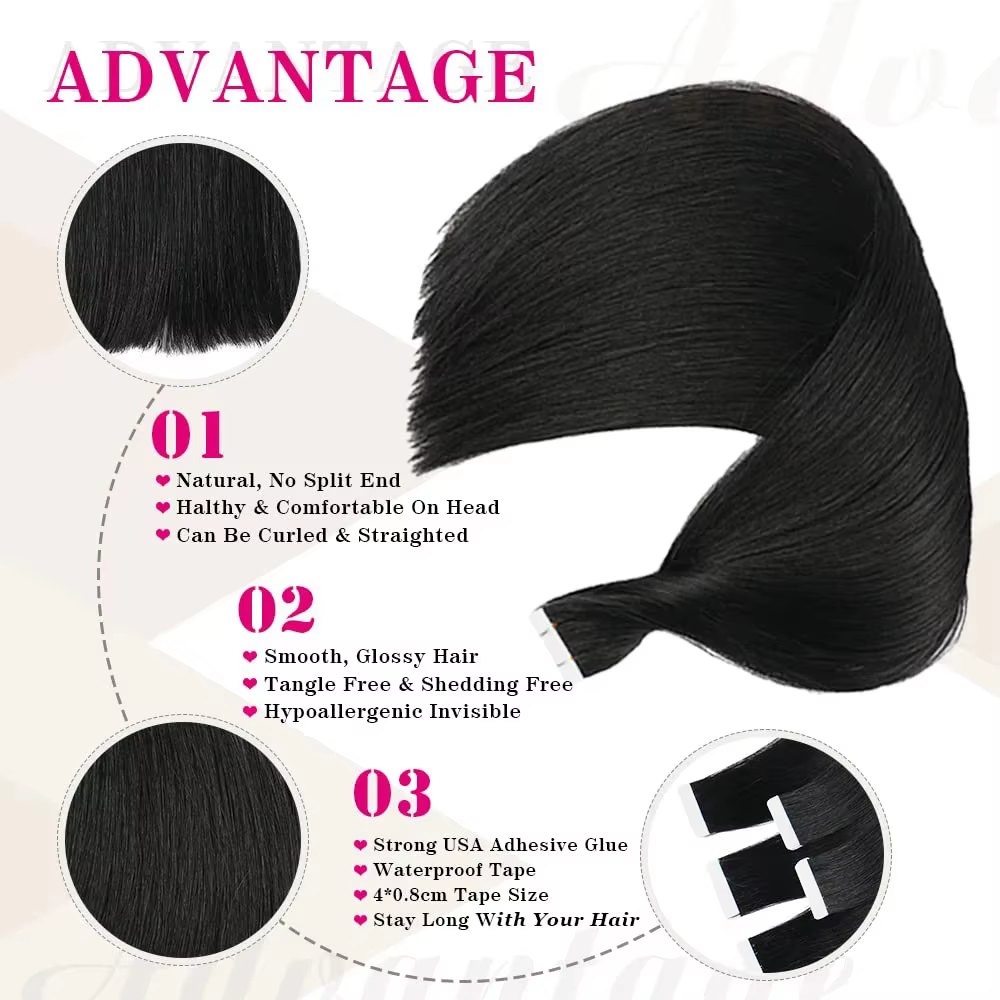 Extensions de cheveux à bandes adhésives