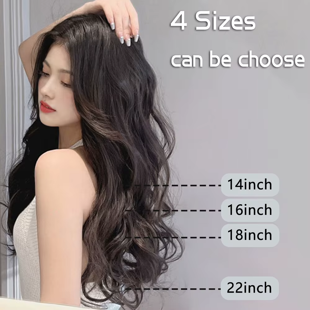 Extensions capillaires synthétiques invisibles de qualité supérieure, postiches sans Clips, postiche longue et ondulée naturelle, faux cheveux pour femmes