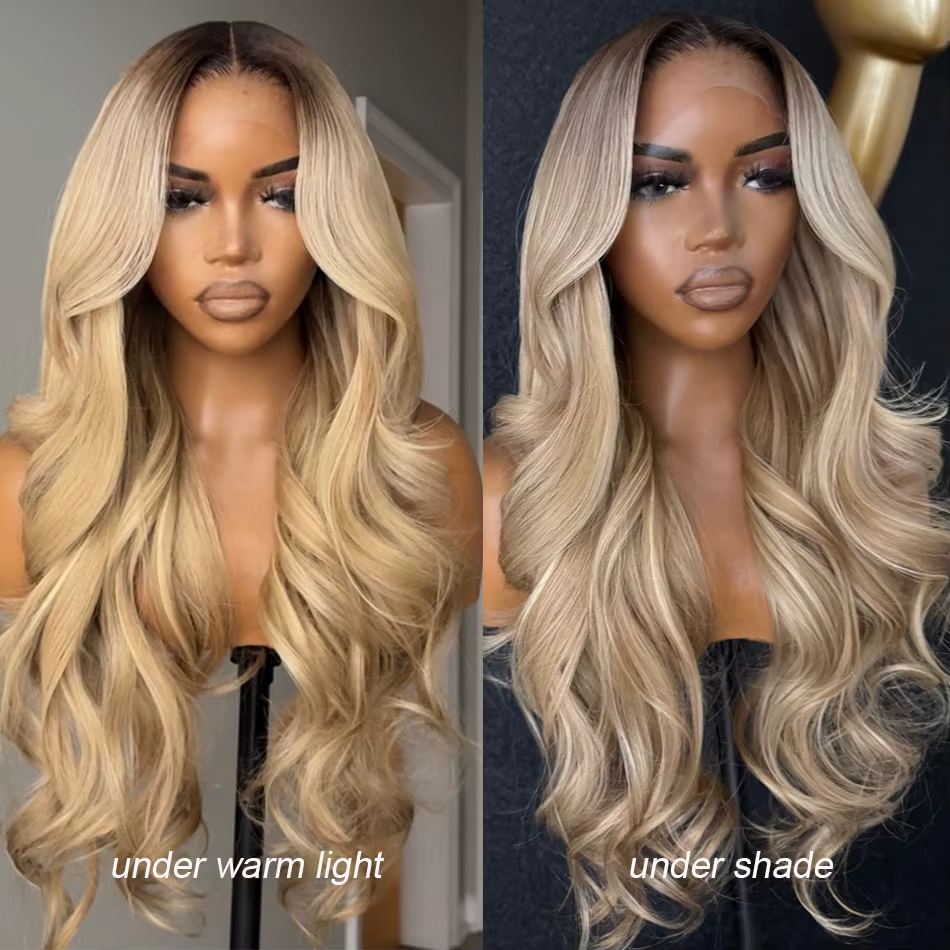 Salon de qualité professionnel tonisé couleur mettre en évidence blond cendré 13x6 HD dentelle avant cheveux humains
