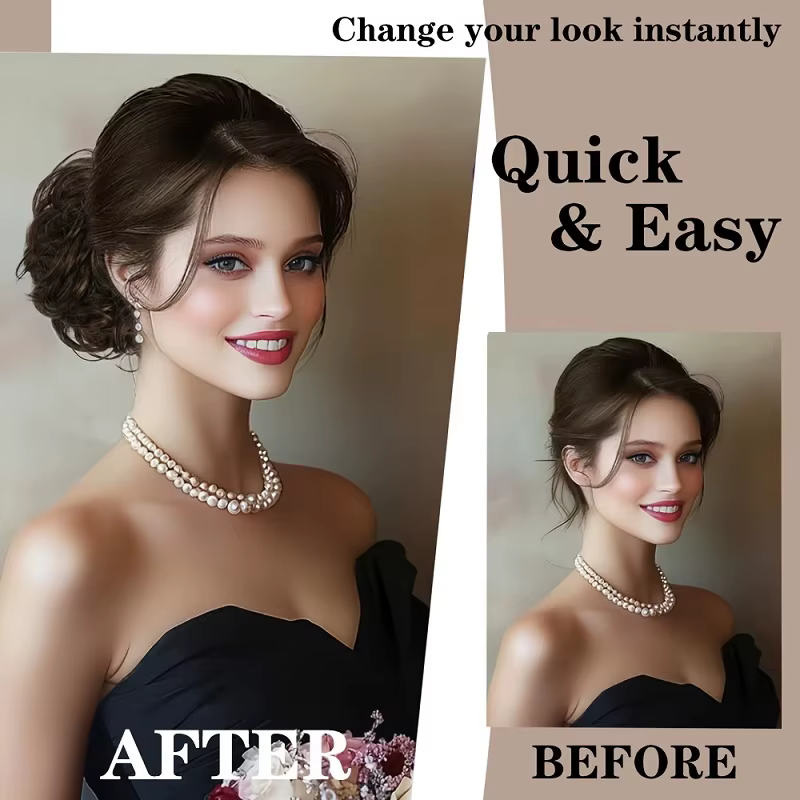 Extension de chignon synthétique bouclé et ébouriffé