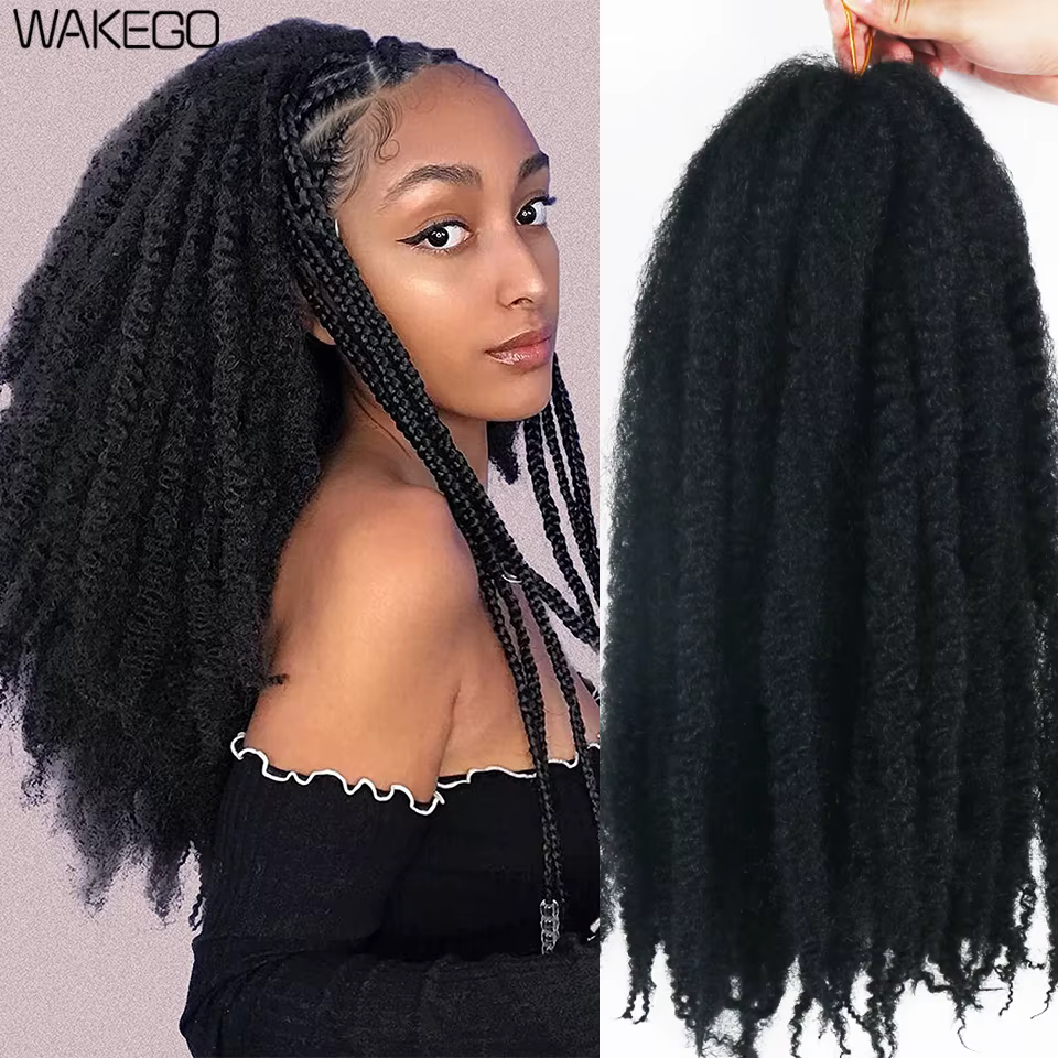 Marley Meche Afro Kinky Tressage Cheveux 18 pouces Synthétique Crochet Marly Twist Tresses Extensions