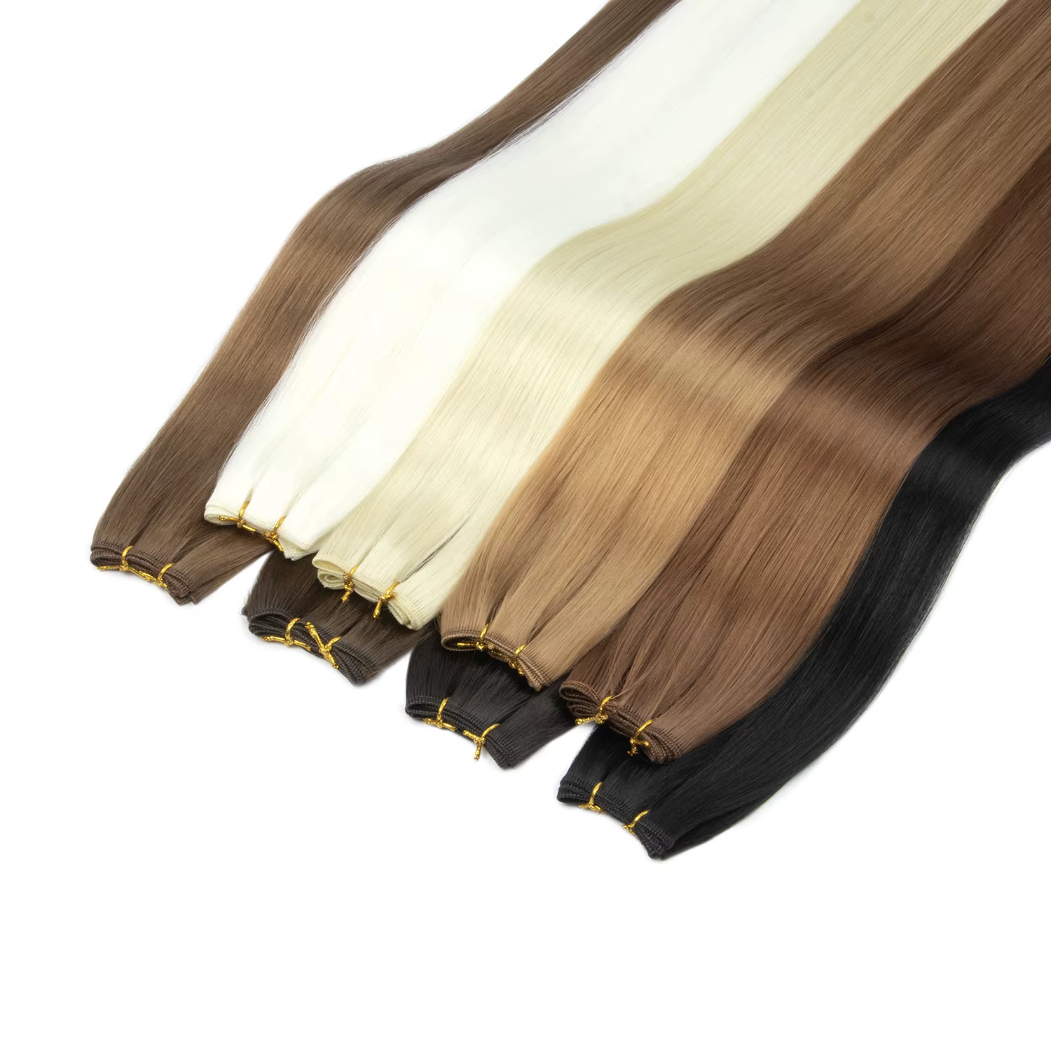 Extensions de cheveux synthétiques longues et lisses à coudre