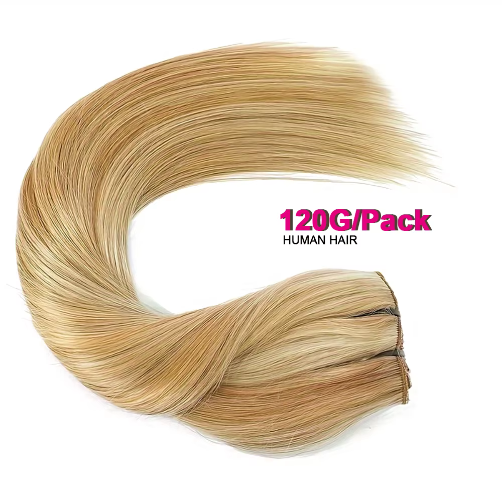Extensions de cheveux lisses à clipser 120G 8/613 Blond Piano