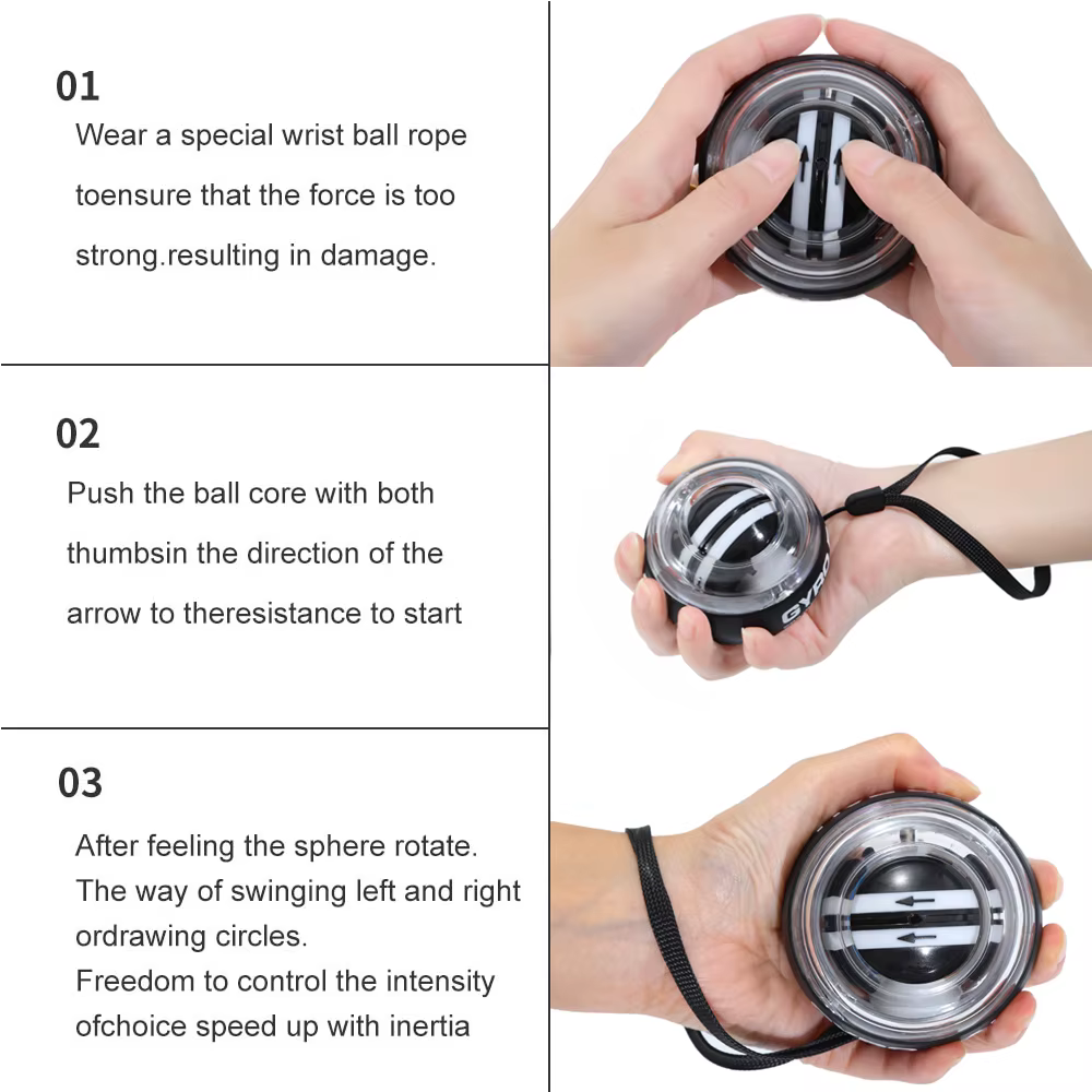 Entraîneur de puissance de boule gyroscopique de poignet à démarrage automatique, exercice d'avant-bras, dispositif de renforcement du poignet pour l'entraînement musculaire des bras et des doigts
