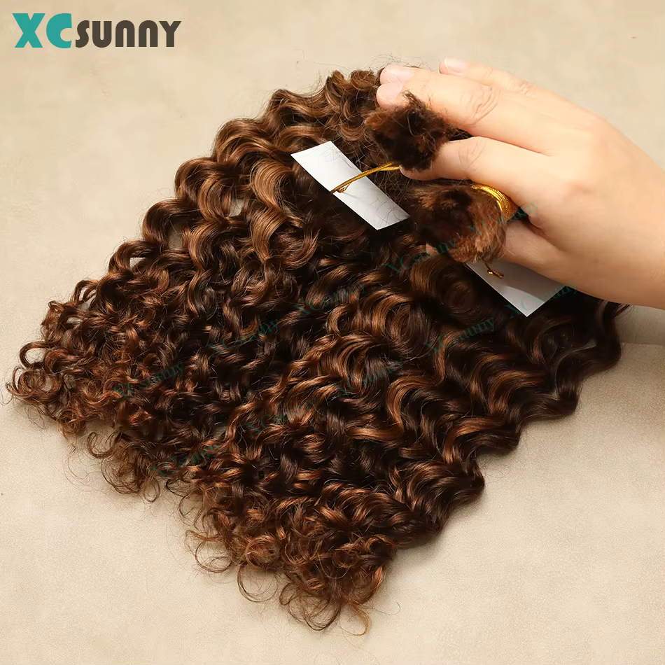Couleur 4 30 cheveux humains en vrac pour tresser Extensions
