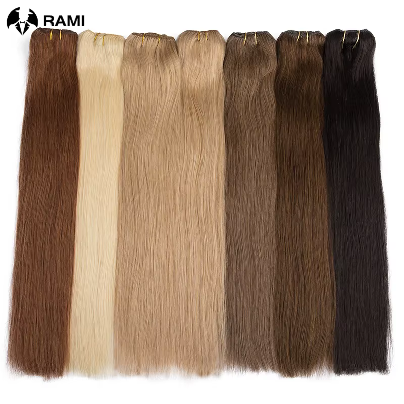 Extension de cheveux humains pour femmes 7 pièces pince en trame