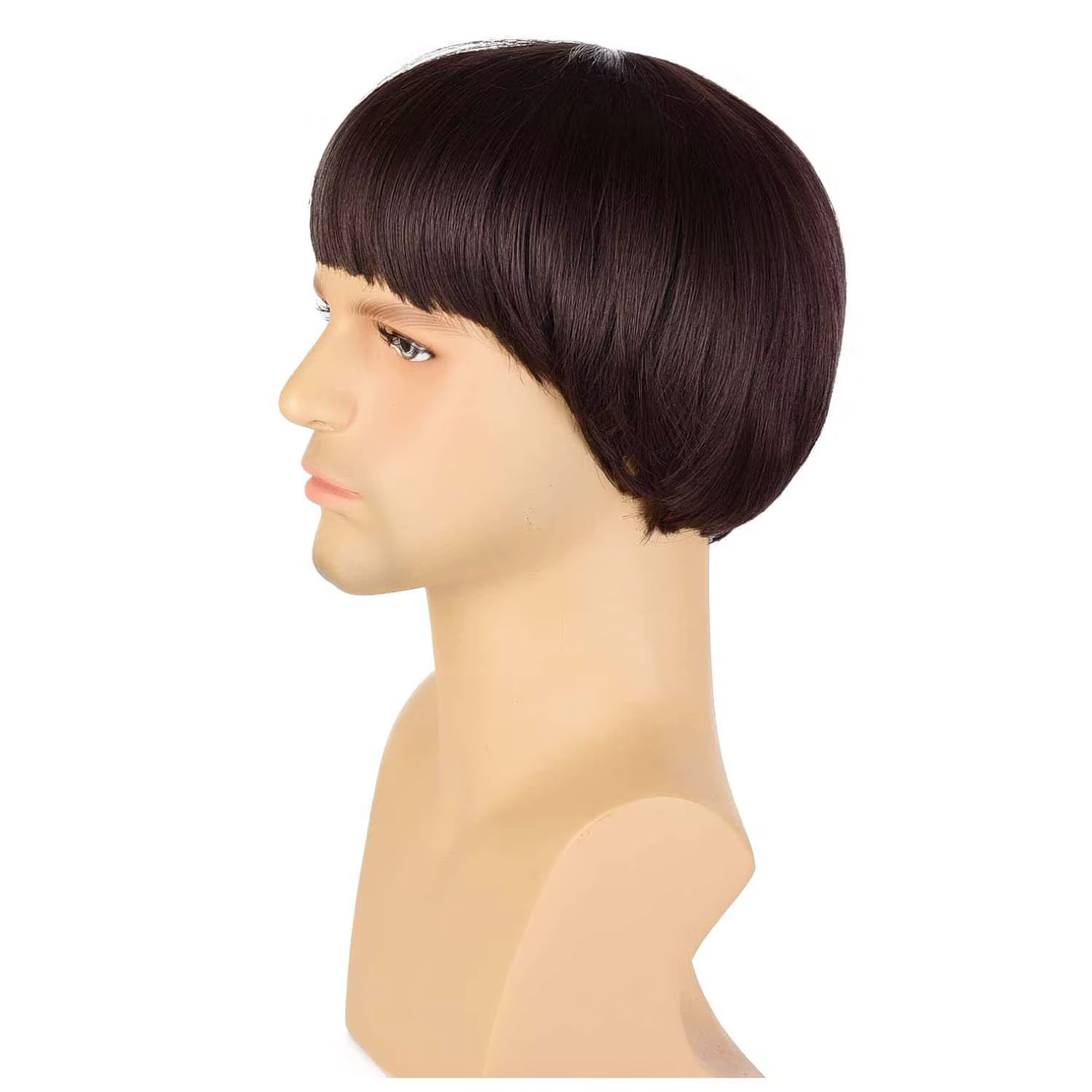Perruque synthétique courte marron pour hommes