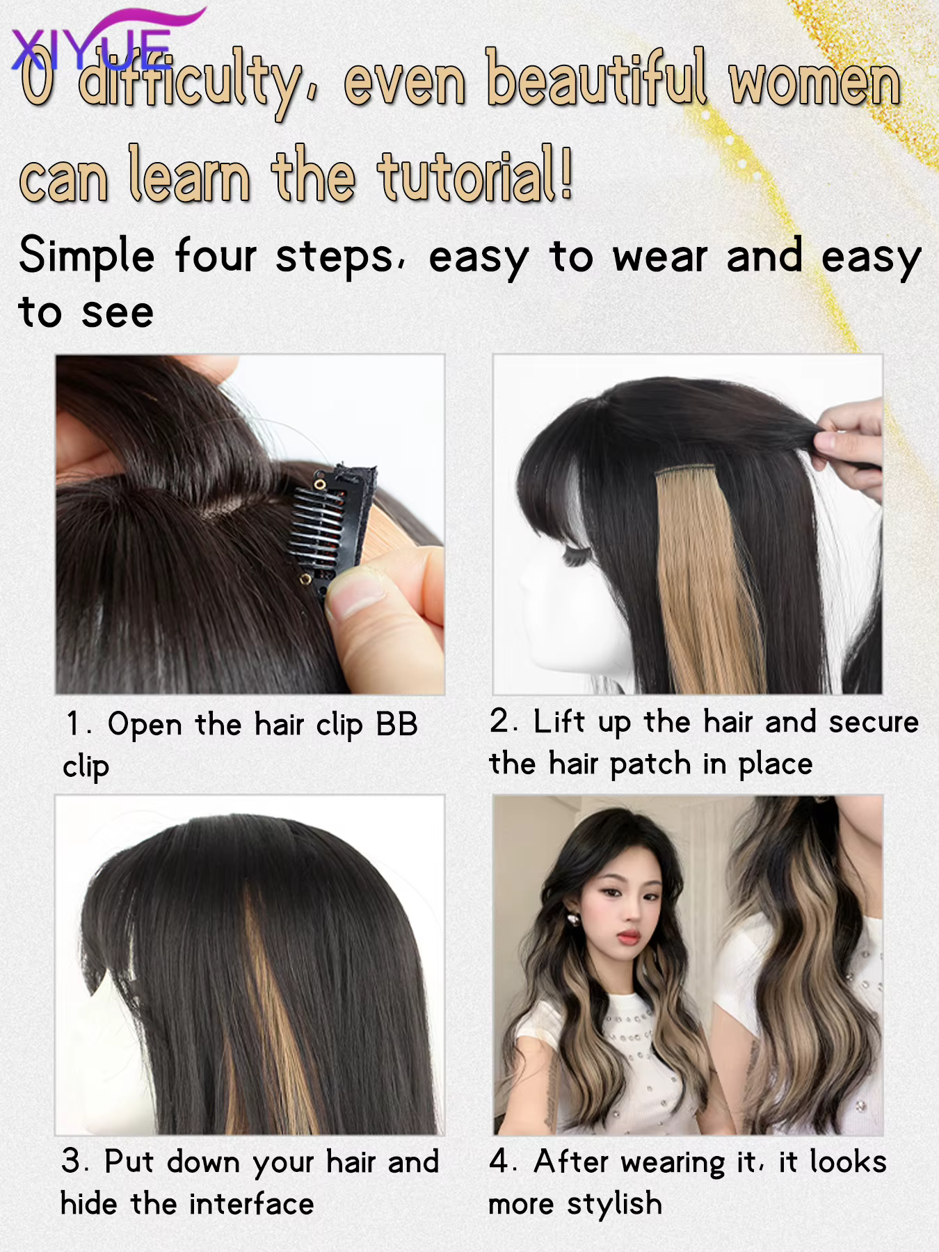 50 cm Extension de cheveux bouclés pince en postiche longue oreille suspendue perruque