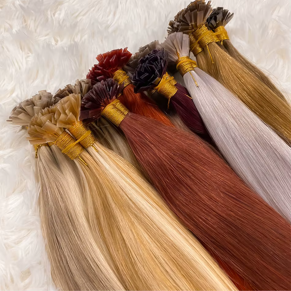 Extensions de cheveux droites à pointe plate Remy 100%