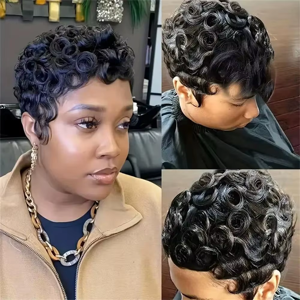 Perruque courte bob pour femme en cheveux humains