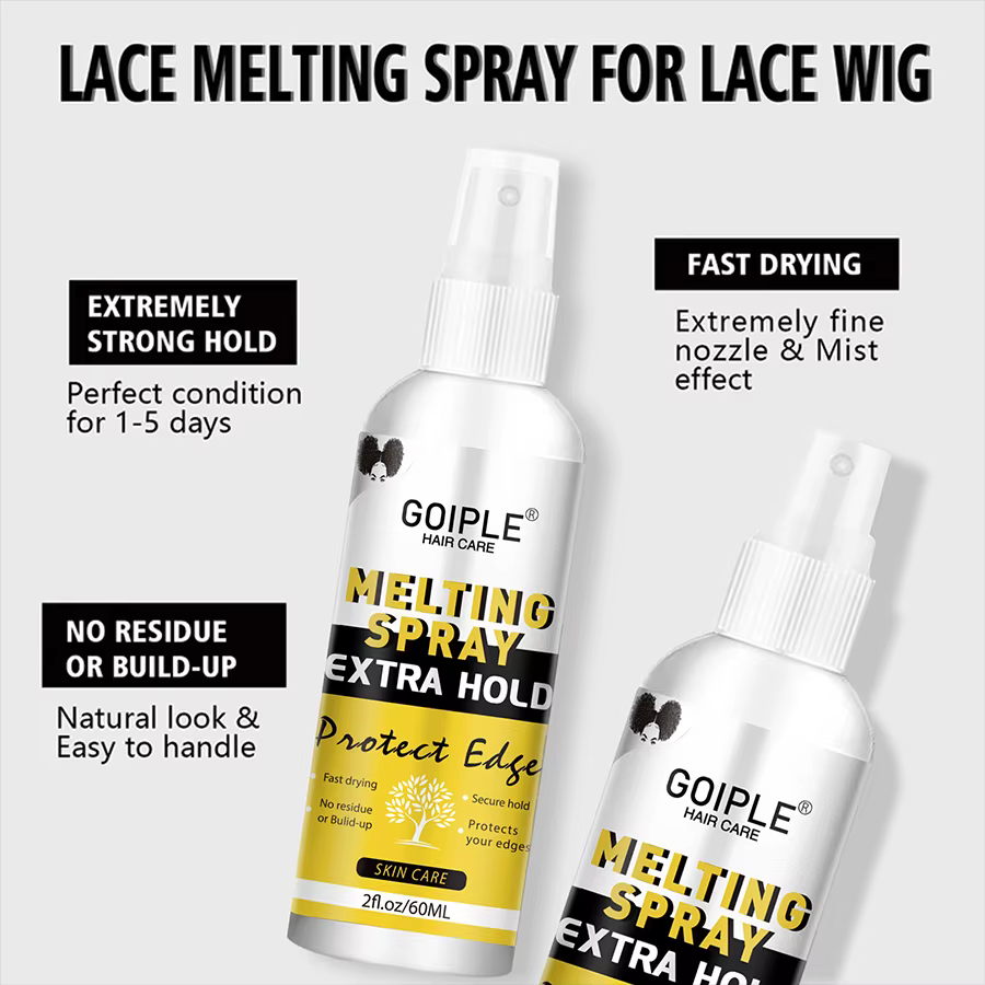 GOIPLE Colle adhésive imperméable pour perruque, spray de fixation extra forte, avec bâton de cire capillaire et gel de contrôle des bords, kit d'installation de perruque