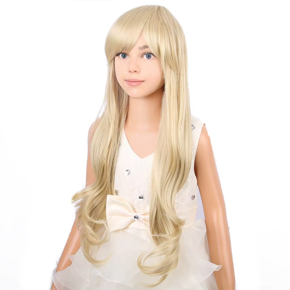 Perruque longue blonde ondulée pour enfants