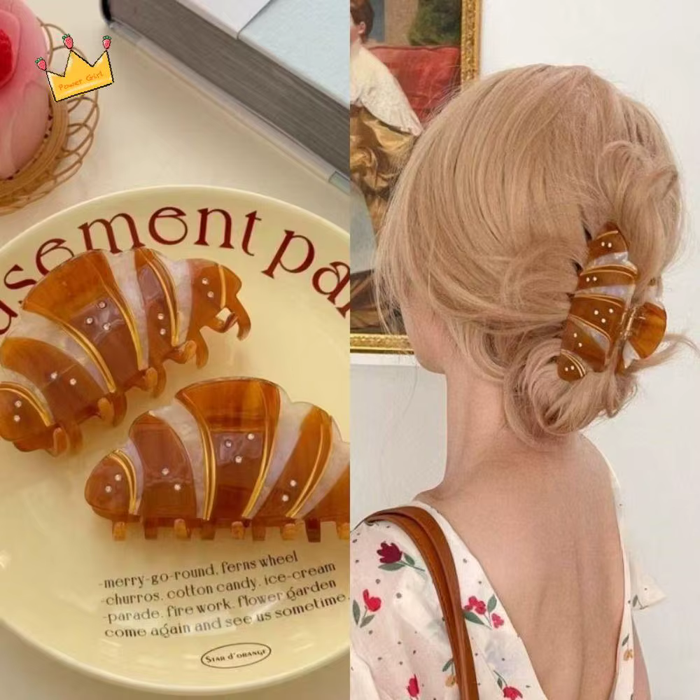 Style coréen Croissant cheveux griffe café drôle français diamant crabe pince chapeaux Kawaii acide acétique requin