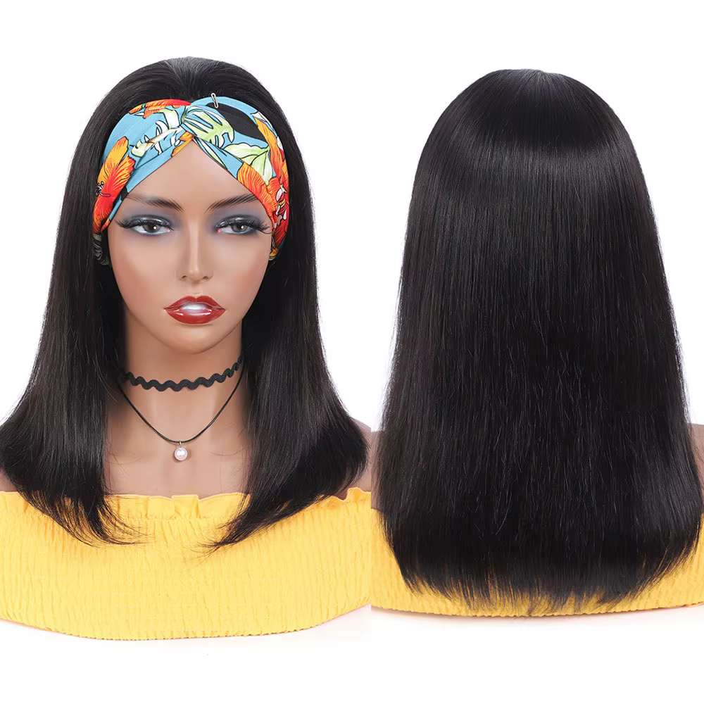 Bandeau perruque cheveux humains os droit perruques de cheveux humains pleine Machine faite péruvienne perruques de cheveux humains pour les femmes noires facile à dire 180%
