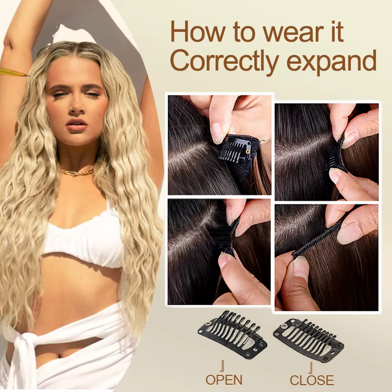 Extensions de cheveux longs bouclés naturels noirs de 24 pouces
