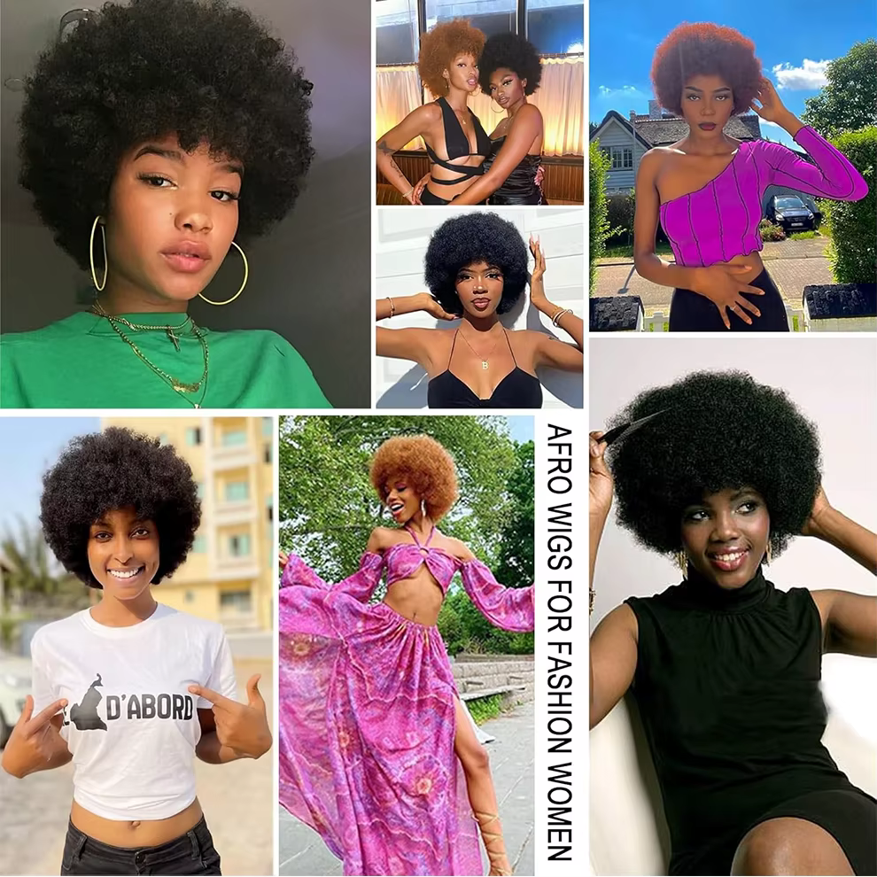 Perruques en cheveux humains bouclés afro pour femmes noires