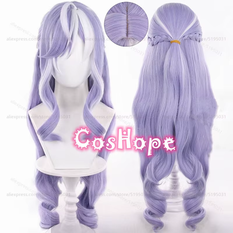 ZZZ Vivian Cosplay perruque 80 cm longue bouclée violet blanc