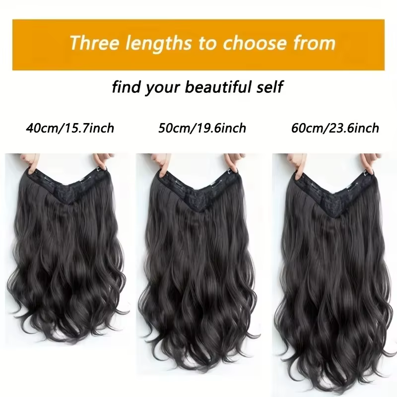 Extensions de cheveux synthétiques invisibles à longues vagues – Look