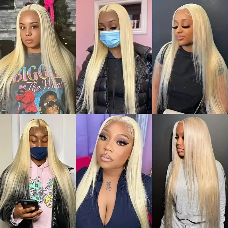Perruques Lace Front en Cheveux Humains Lisses Blondes 613 HD Transparentes 13x4 13x6