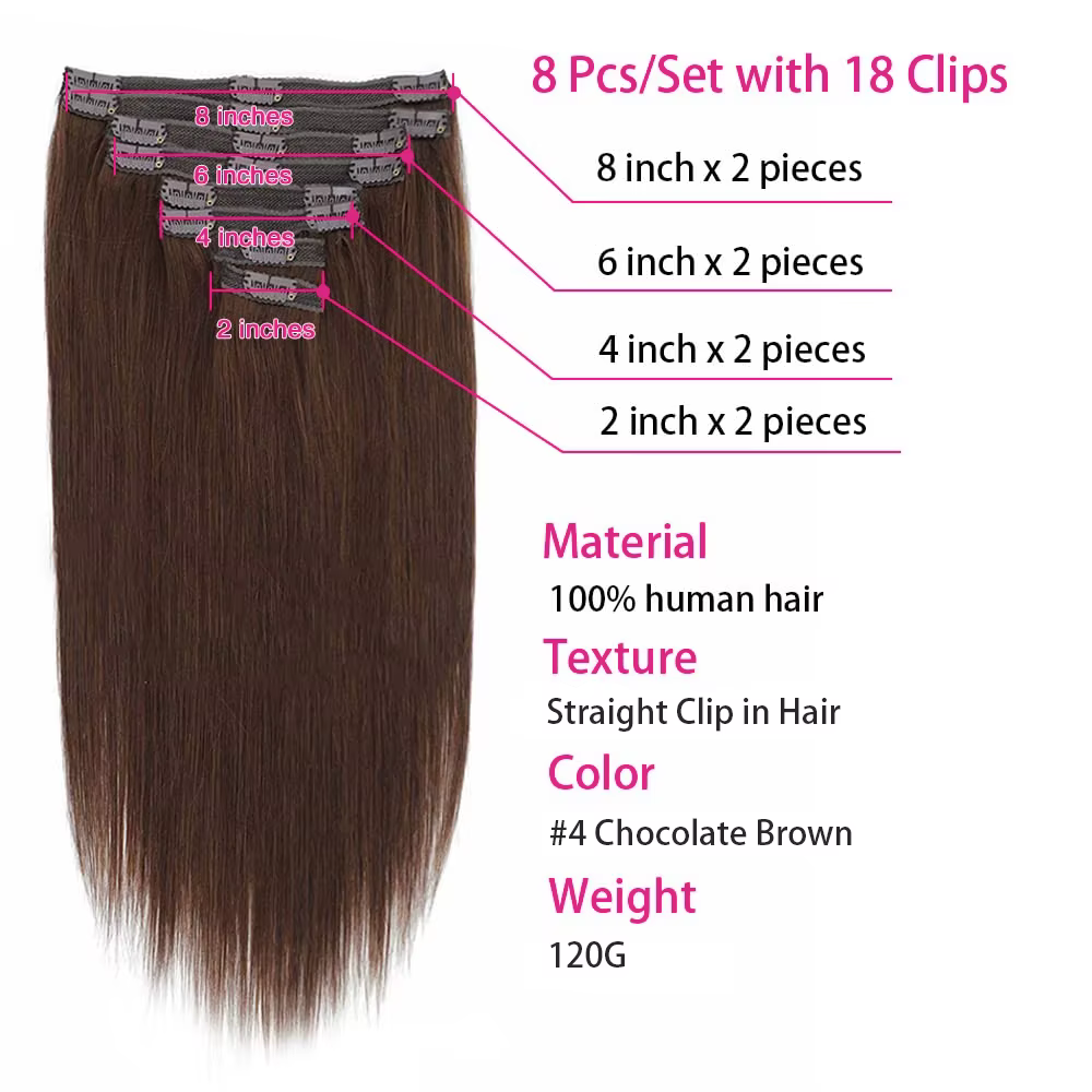 Extensions à clips brun chocolat