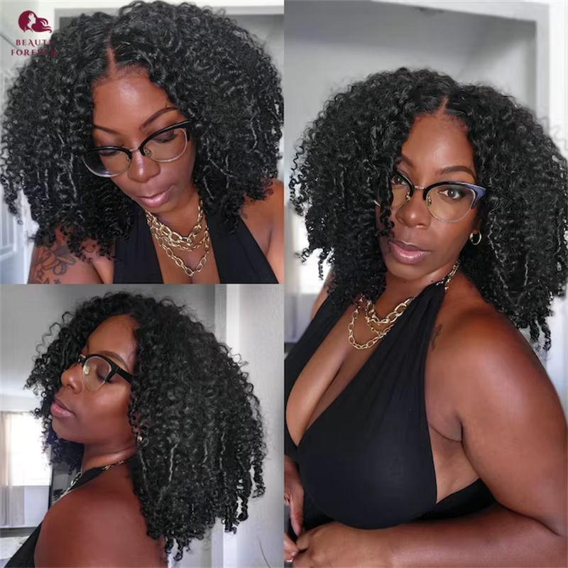 Beautyforever perruque sans colle bouclée crépue avec bords 4C 7x5 nœuds Bye Bye 3.0