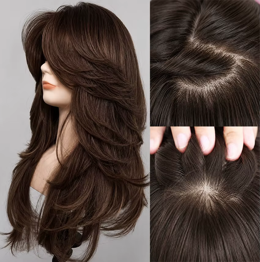 Perruque 24' ondulée en cheveux humains 100% naturels