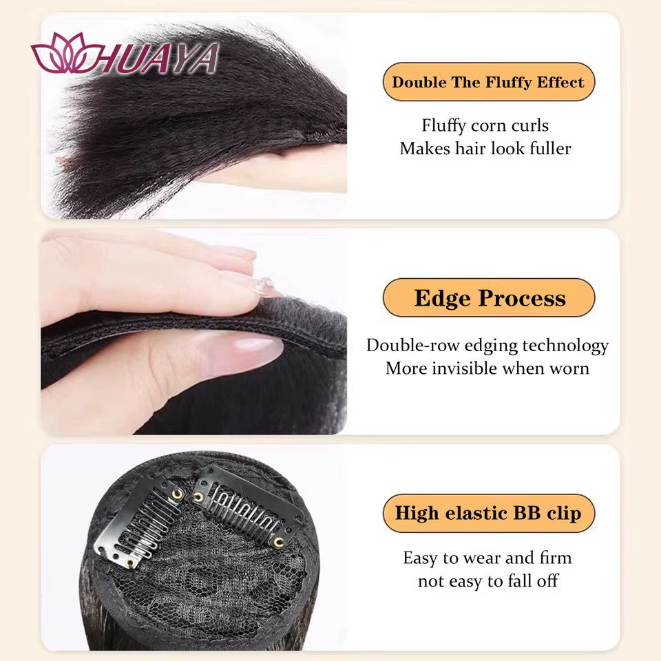 Pièces de cheveux synthétiques courtes et lisses