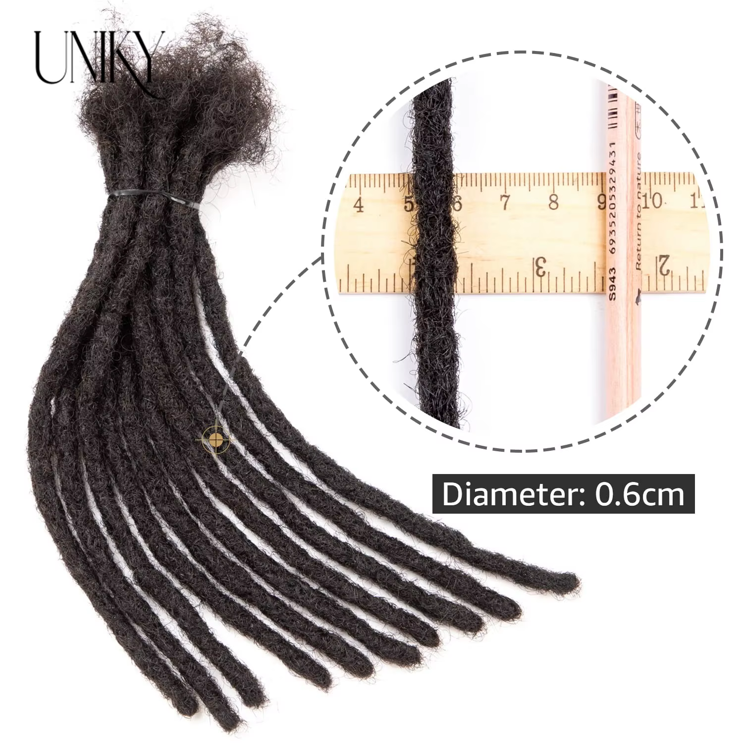 60 brins Extensions de Dreadlock pour hommes/femmes Afro crépus droites 100% cheveux humains à la main Loc