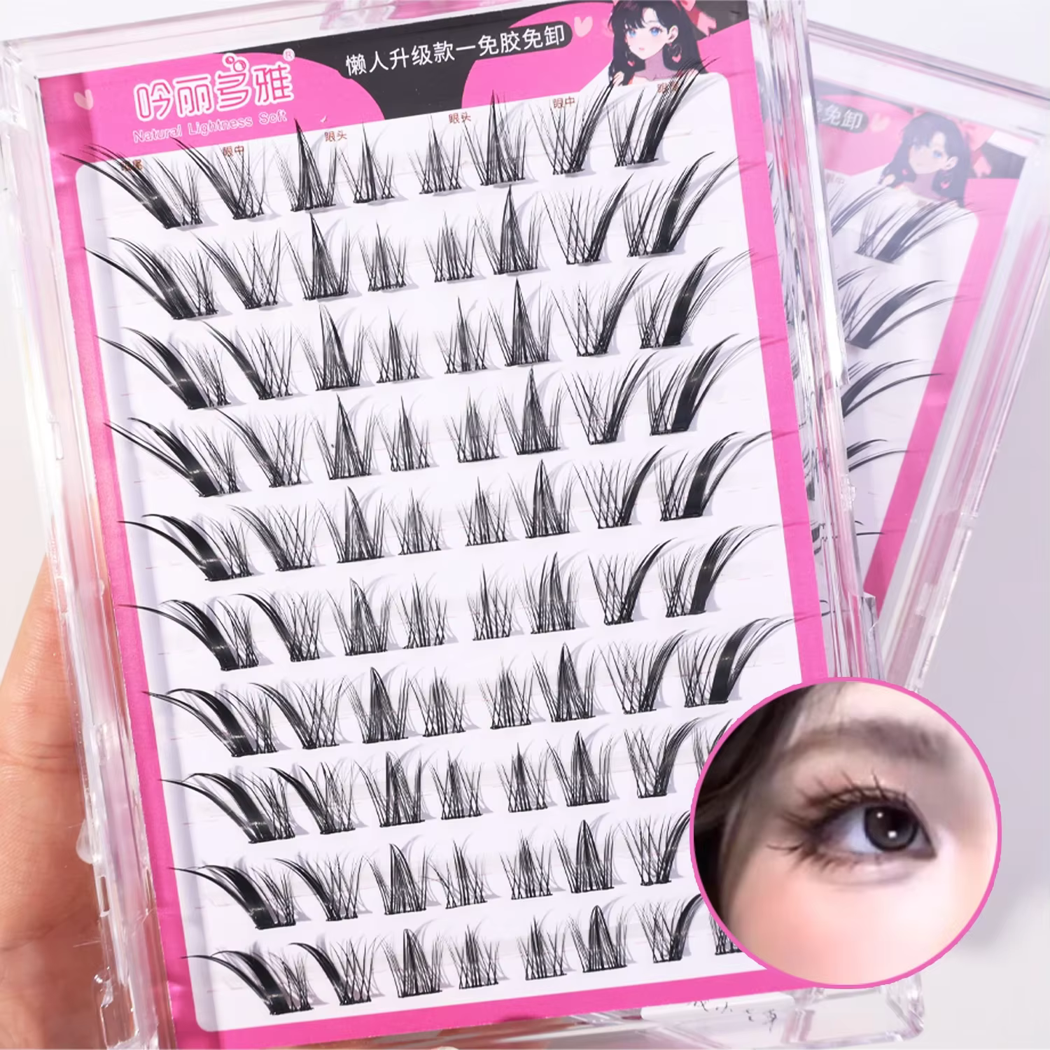 Fox Eye Effect Manga faux cils rouleau épais déformé segmenté individuel Cluster Extensions