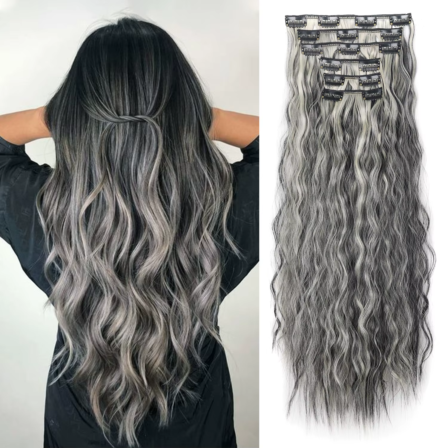 Extensions capillaires synthétiques bouclées à clips