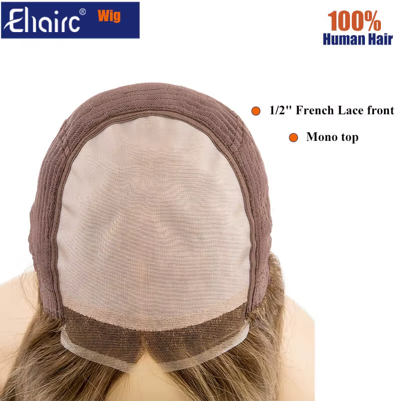 Perimer – perruque Mono Top avec dentelle française de 1/2 pouces