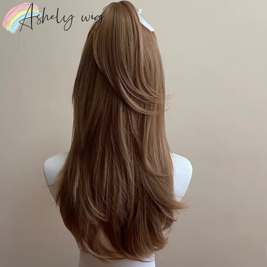 Perruque marron clair femme bandeau corps miel brun ondulé Rose filet à cheveux modèles en frange française haut niveau