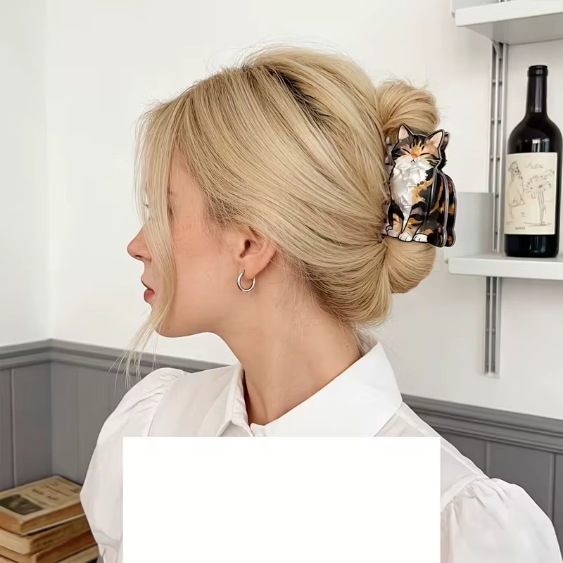 1 pince à cheveux multifonctionnelle en forme de chat