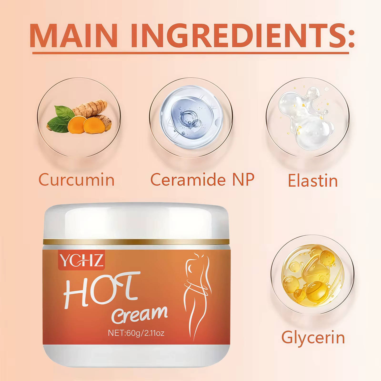 Crème raffermissante pour le corps 60G/2.11Oz, resserre l'abdomen, la taille, les bras, les jambes et autres zones du corps. La texture est légère et facile à appliquer, non grasse, convient à tous le