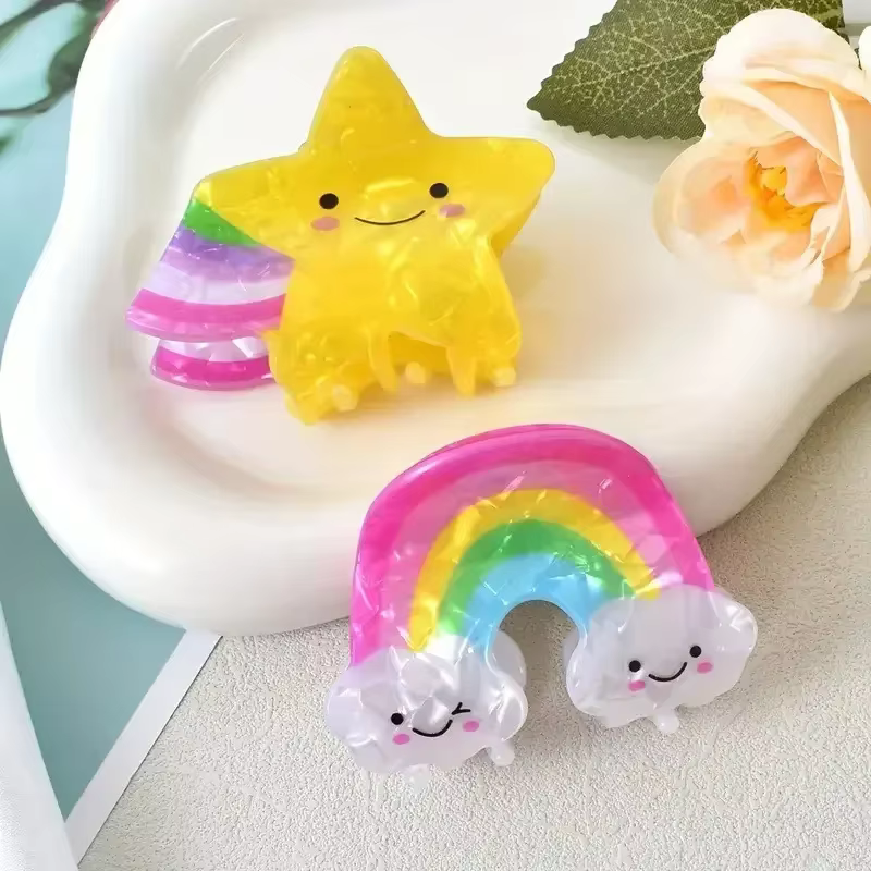 Pince à cheveux en forme d'étoiles arc-en-ciel pour femme et fille