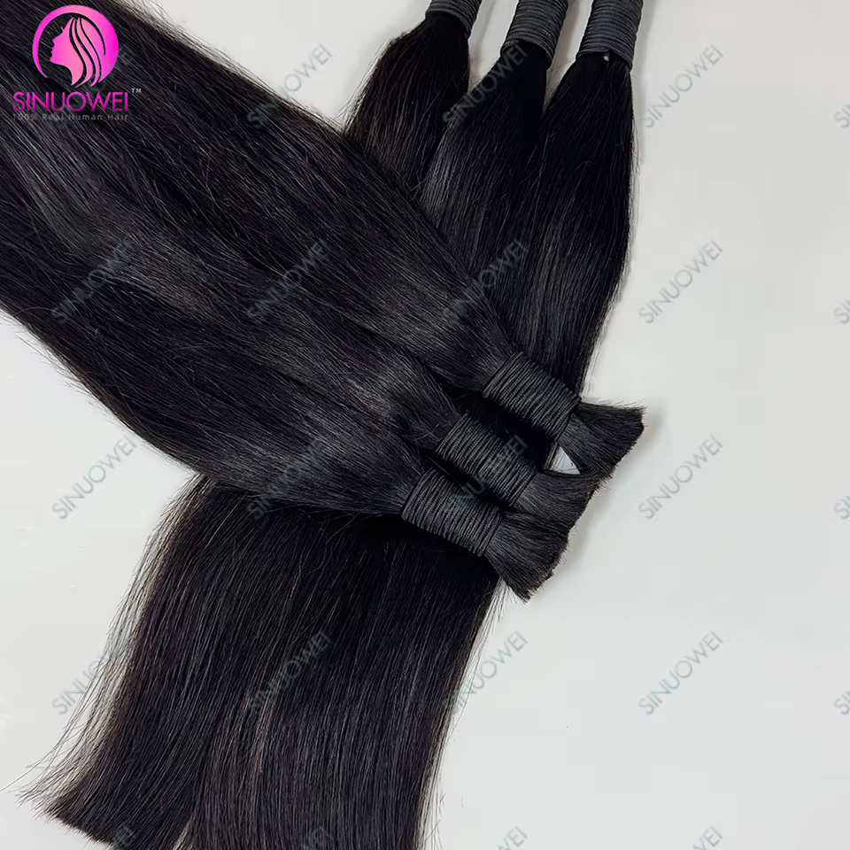 3 paquets tressage en vrac 100% cheveux humains os droit non transformés Extensions