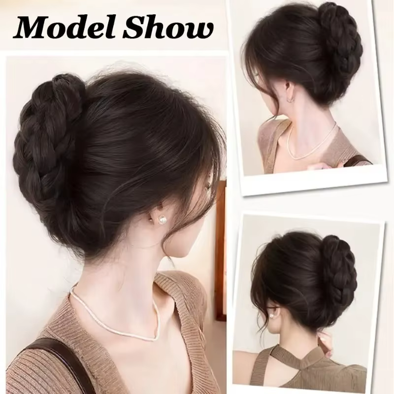 Postiche synthétique élégante pour chignon, pince à griffe ovale, accessoire pour chignon haut pour femmes, adapté à un usage quotidien, accessoires pour cheveux