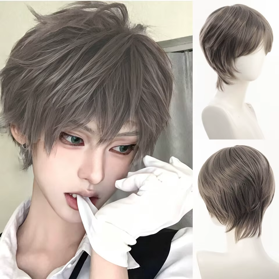 Perruque synthétique anime pour coiffure droite