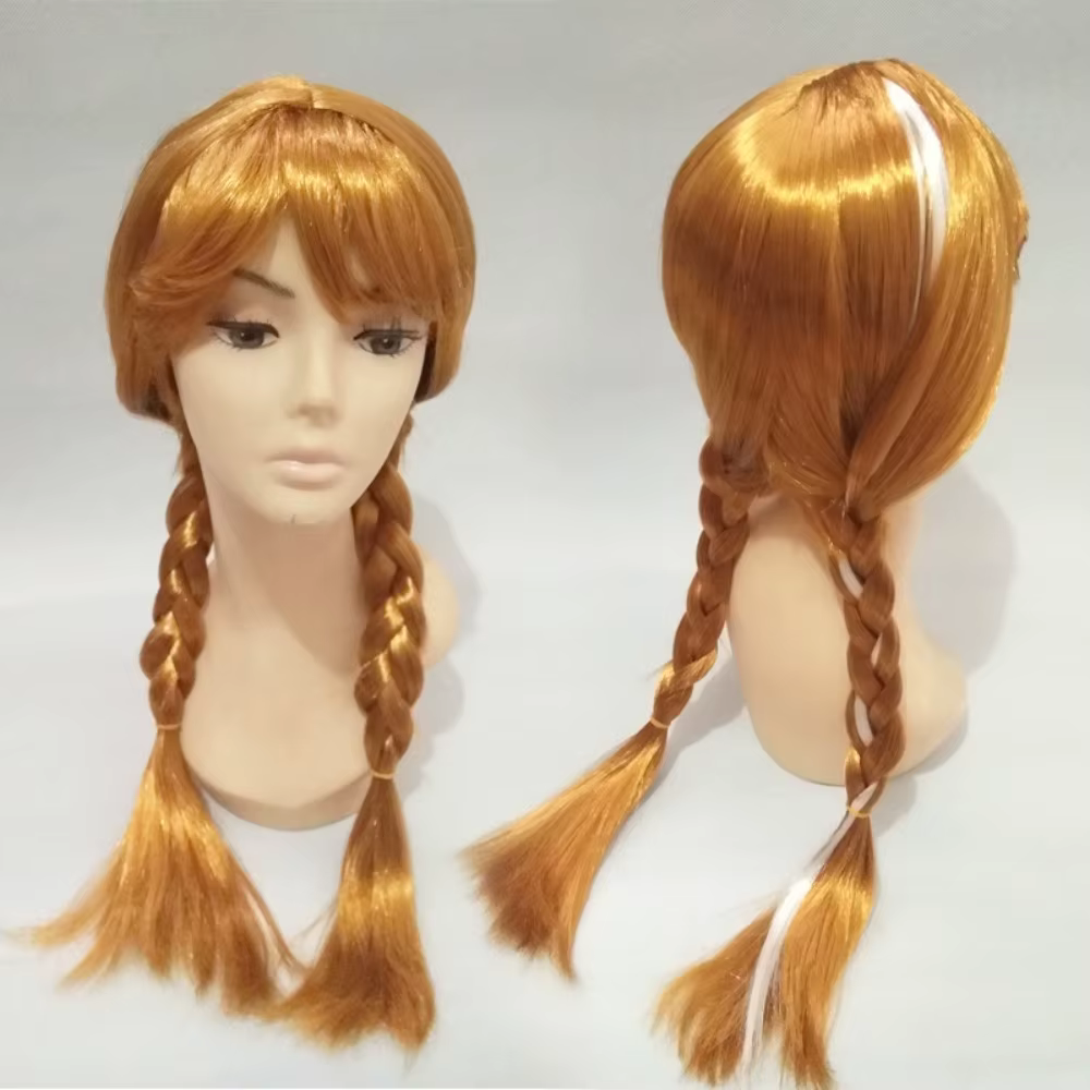 Perruque de cosplay Anna, accessoire de princesse, postiche pour Halloween, perruque synthétique pour jeu de rôle Anna