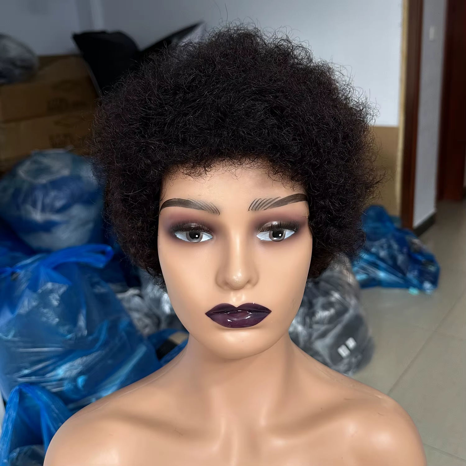 Perruques en cheveux humains afro bouclés pour femmes noires