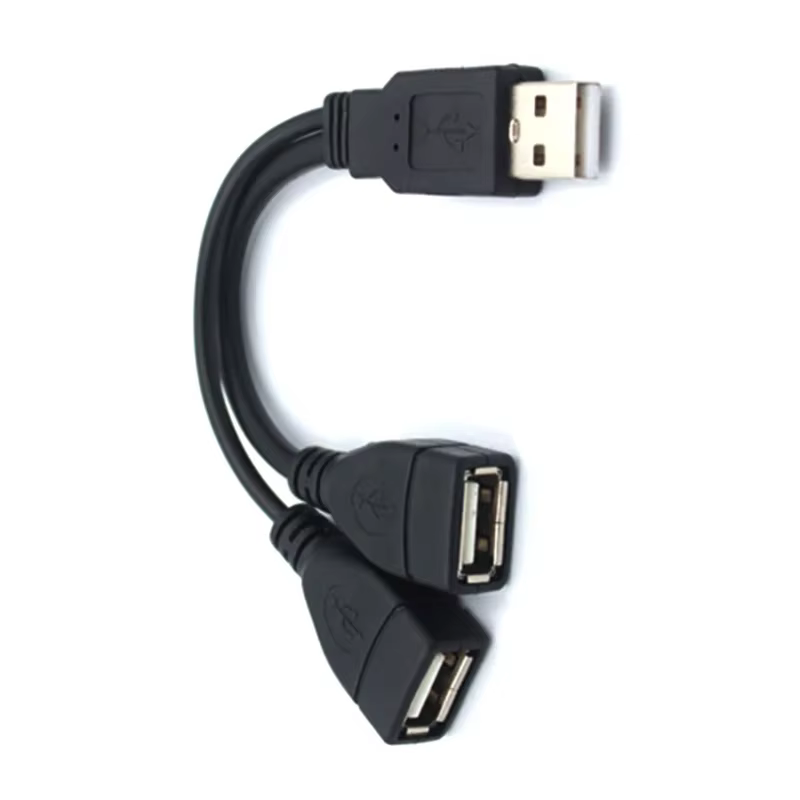 Rallonge USB 2.0 mâle à 2 femelles, séparateur Y, adaptateur d'alimentation, convertisseur pour PC, Transmission de données de voiture, chargement