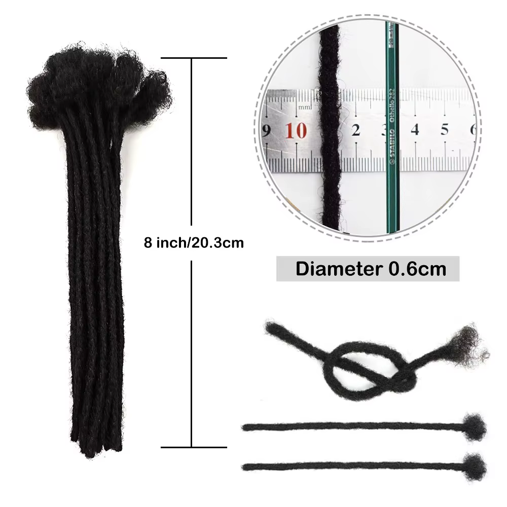 Extensions de dreadlocks en cheveux humains colorées de 4 à 30 pouces