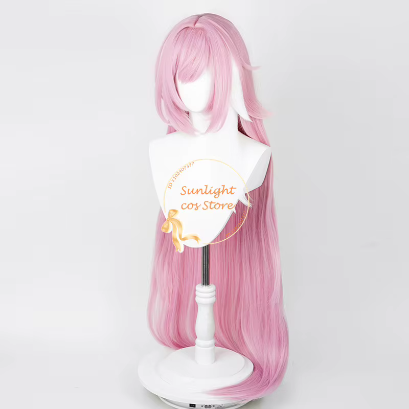 Perruque Cosplay Longue Rose avec Frange