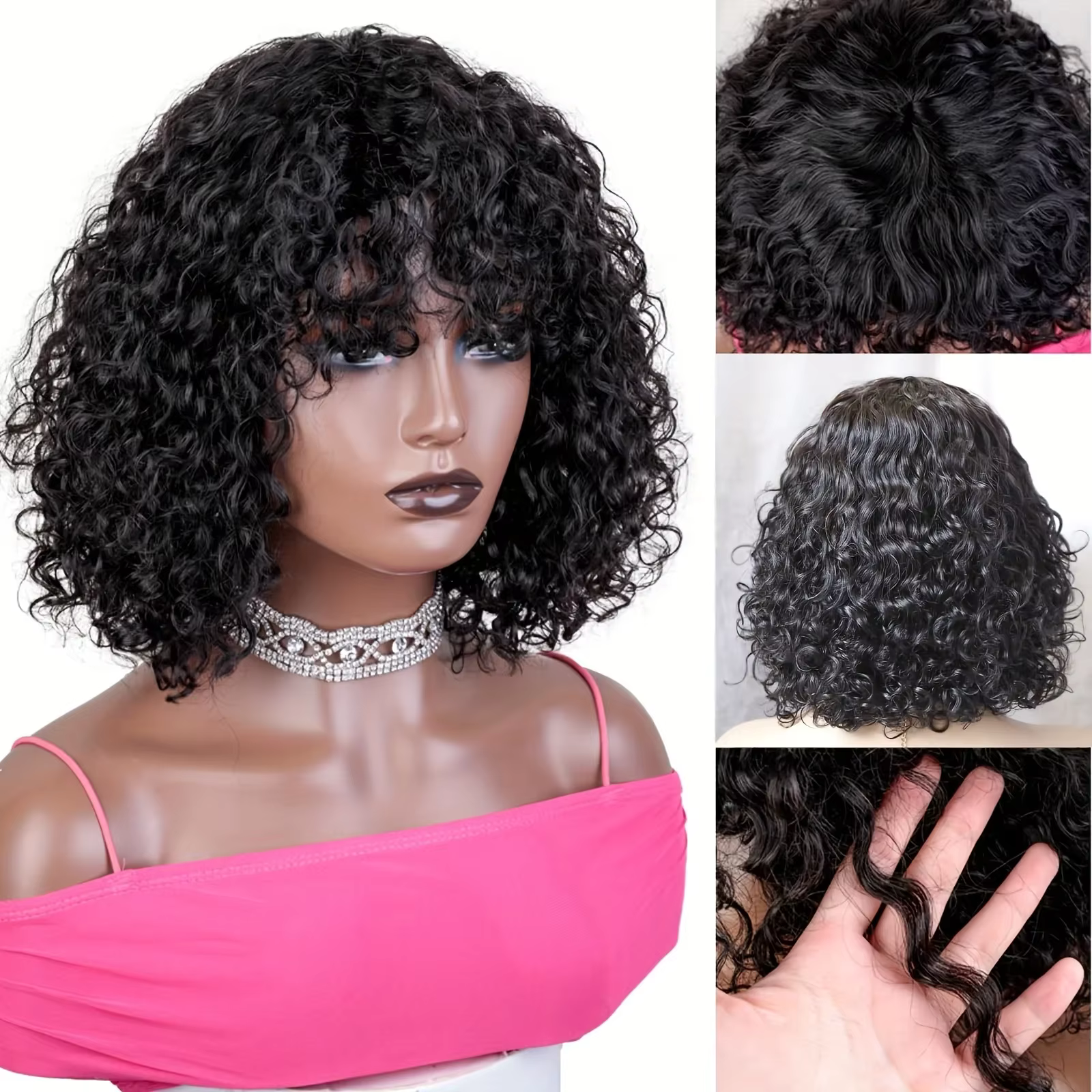 Perruque en cheveux humains vierges 100% naturels