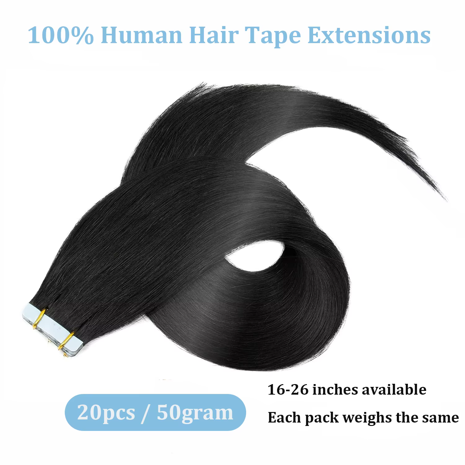Extensions de Cheveux Humains Raides Naturels 1B