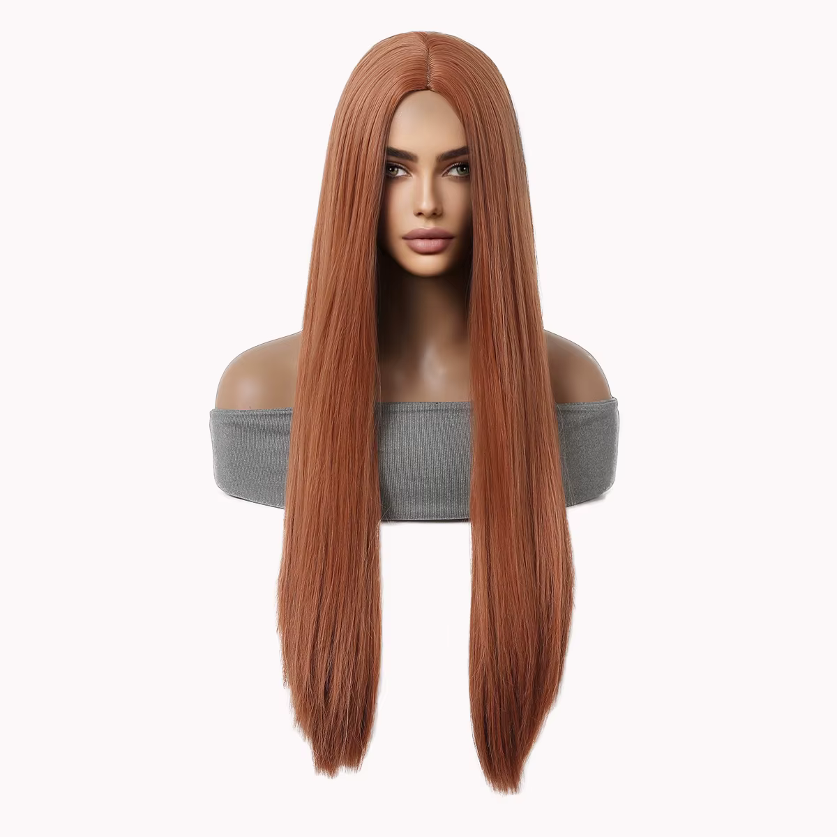LOUIS FERRE – perruques synthétiques en cuivre rouge marron gingembre avec raie au milieu pour femmes, cheveux naturels pour filles, perruque quotidienne en Fiber résistante à la chaleur