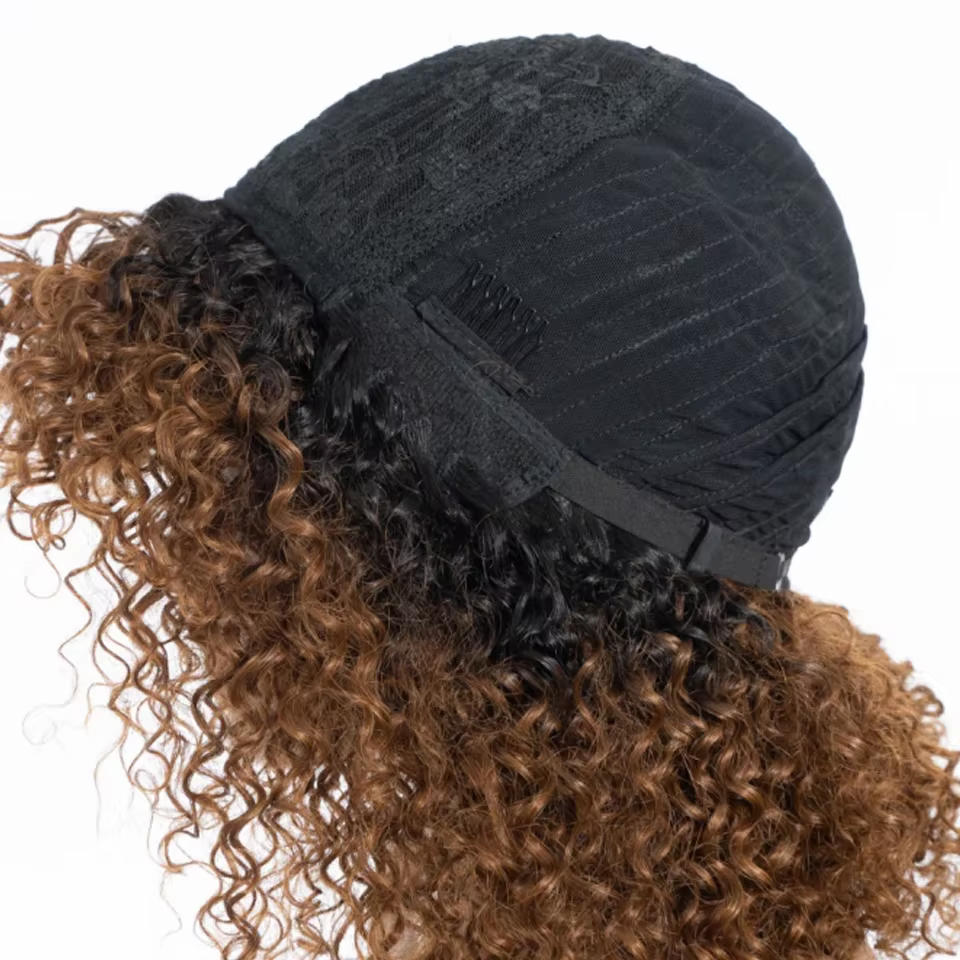 Perruque brésilienne courte bouclée en cheveux humains
